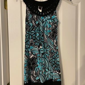 Junior Wrapper turquoise and black dress